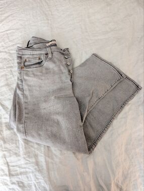 Levis Ribcage High-waisted Light Gray Button Fly Denim Jeans 28x25